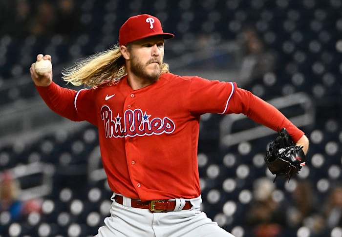Noah Syndergaard pitching against the Washington Nationals.